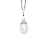 8mm Freshwater Cultured Pearl Drop Pendant Necklace in Sterling Silver
